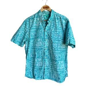 The Nutter Vintage Men's Blue Tribal Button Up Shirt Made in USA Size Large